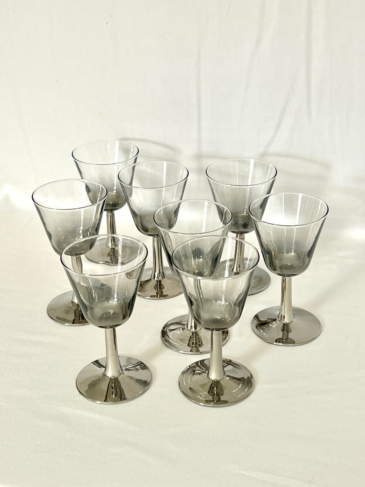 Midcentury Vitreon Queen's Lusterware Cordial Glass Set