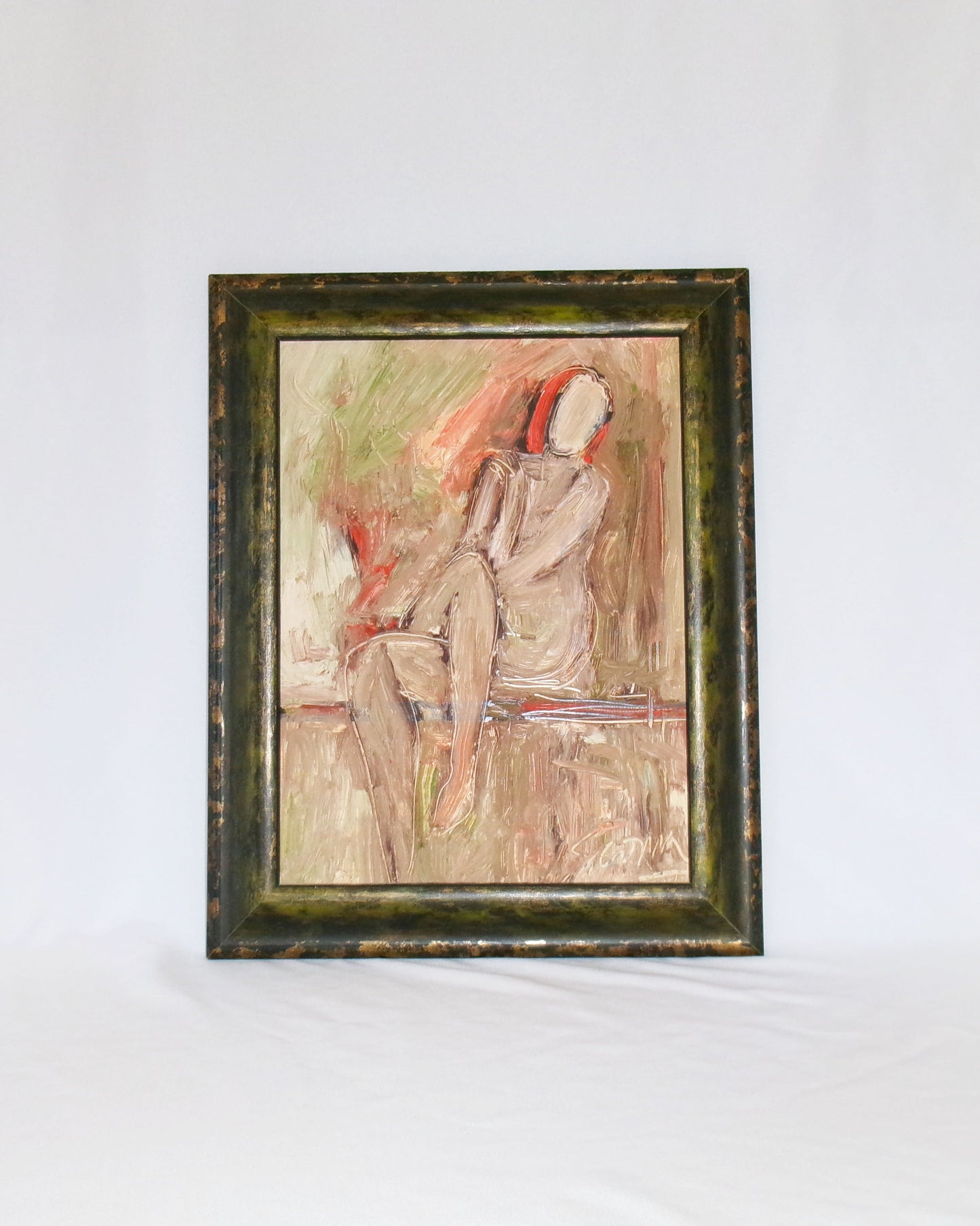 Abstract Expressionist Figure Framed Painting