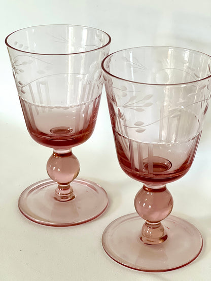 Tiffin-Franciscan "Canterberry Pink" Goblet Pair