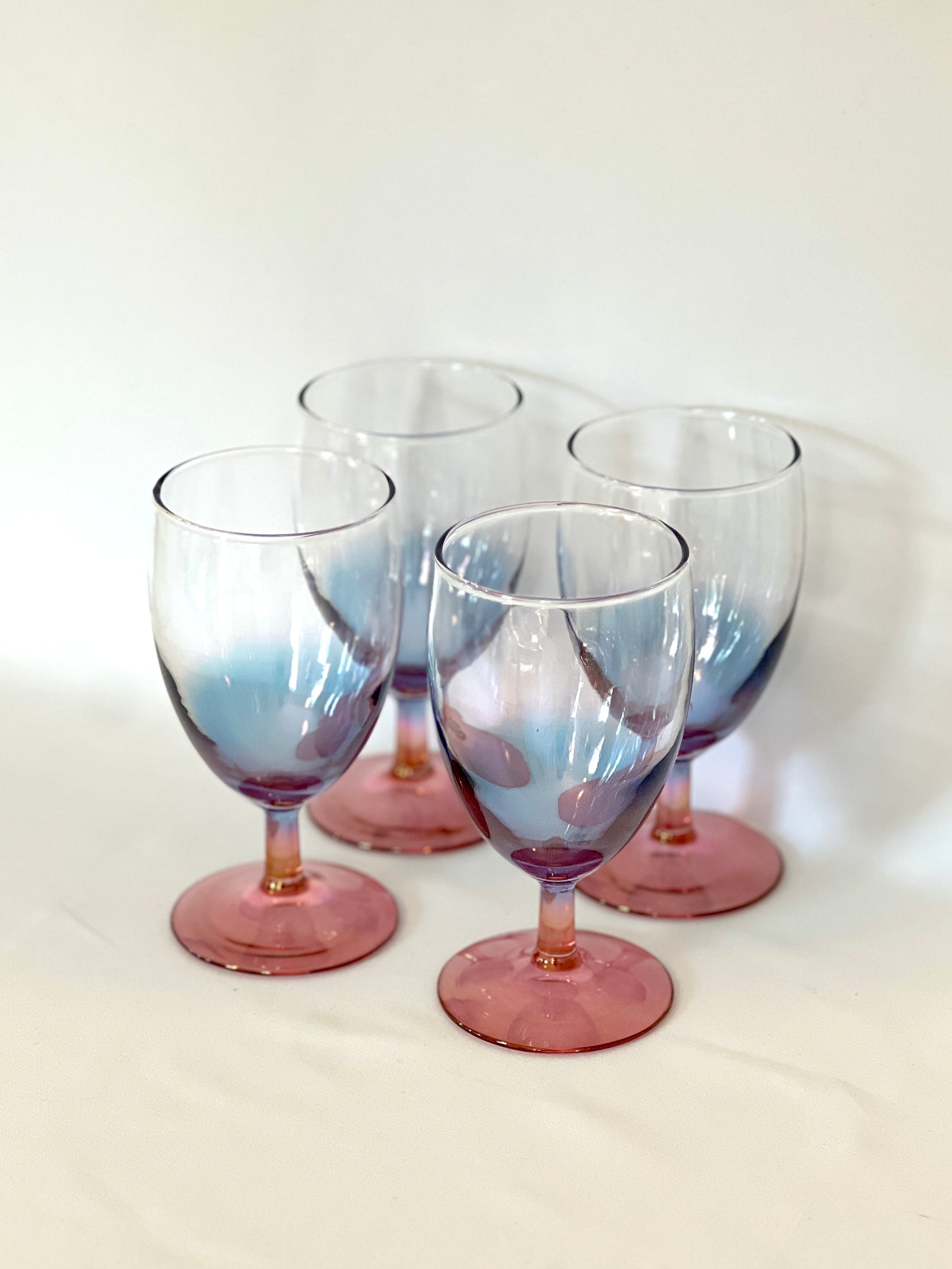 Pink and Blue Stemware Set