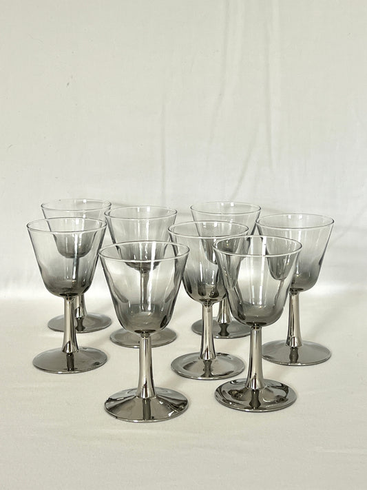 Midcentury Vitreon Queen's Lusterware Cordial Glass Set