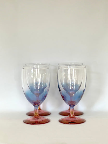 Pink and Blue Stemware Set
