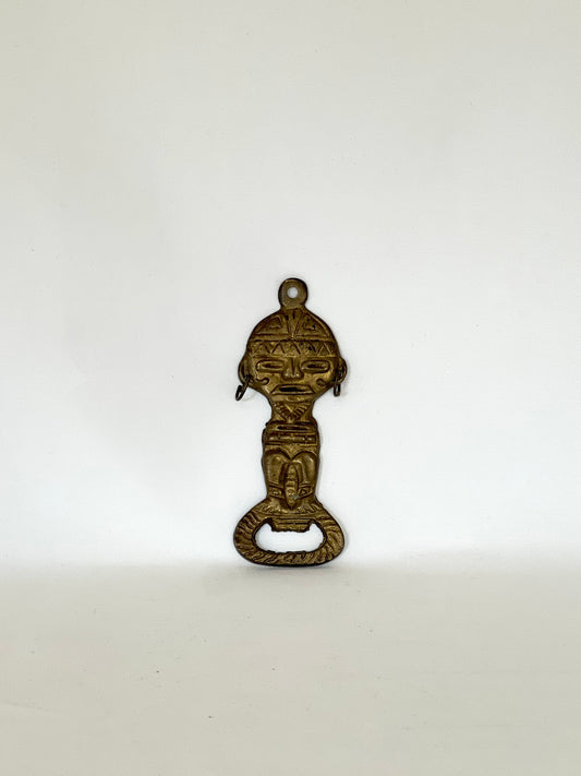 Vintage Aztec-Style Brass Bottle Opener