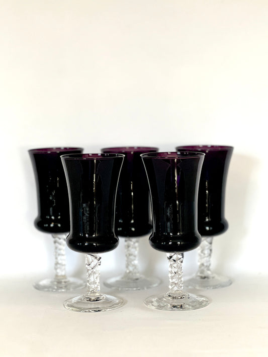 Libbey Martello Black Amethyst Wine Flute Set