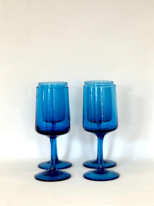 MCM Electric Blue Stemware Set