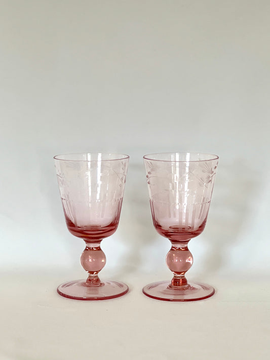 Tiffin-Franciscan "Canterberry Pink" Goblet Pair
